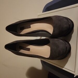 BCBG Gray Suede Heels